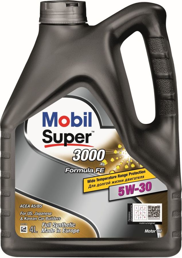 Масло моторное "MOBIL Super 3000 X1 Formula FE 5W-30 API SL;CF;ACEA A5/B5", 4л