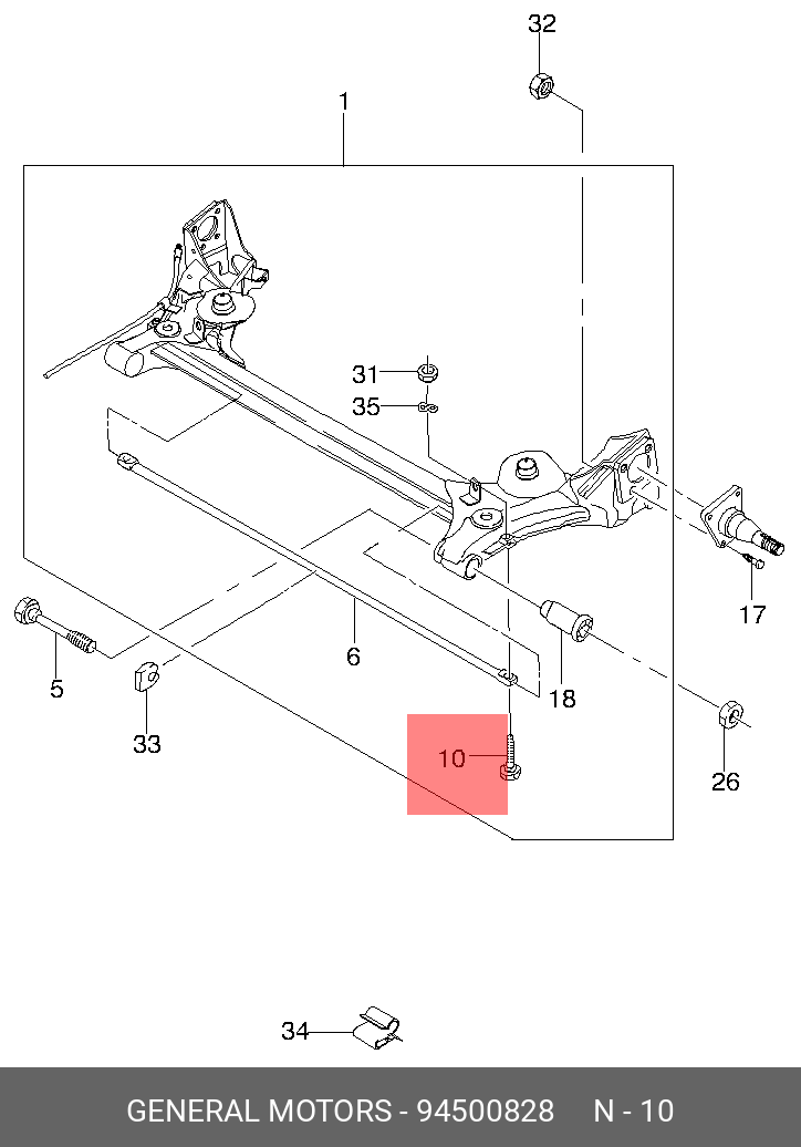 Болт крепления заднего стабилизатора M10X1,25 L36 B36 S17 HR12.9