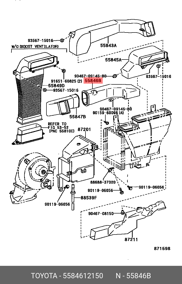COROLLA 199106 - 200206, DUCT, HEATER TO REGISTER, NO.4