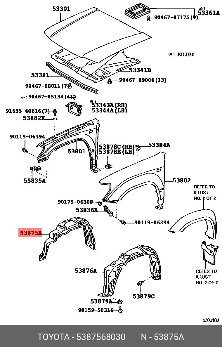 53875-68030 GENUINE TOYOTA 5387568030, WISH 200903-201711, ZGE2