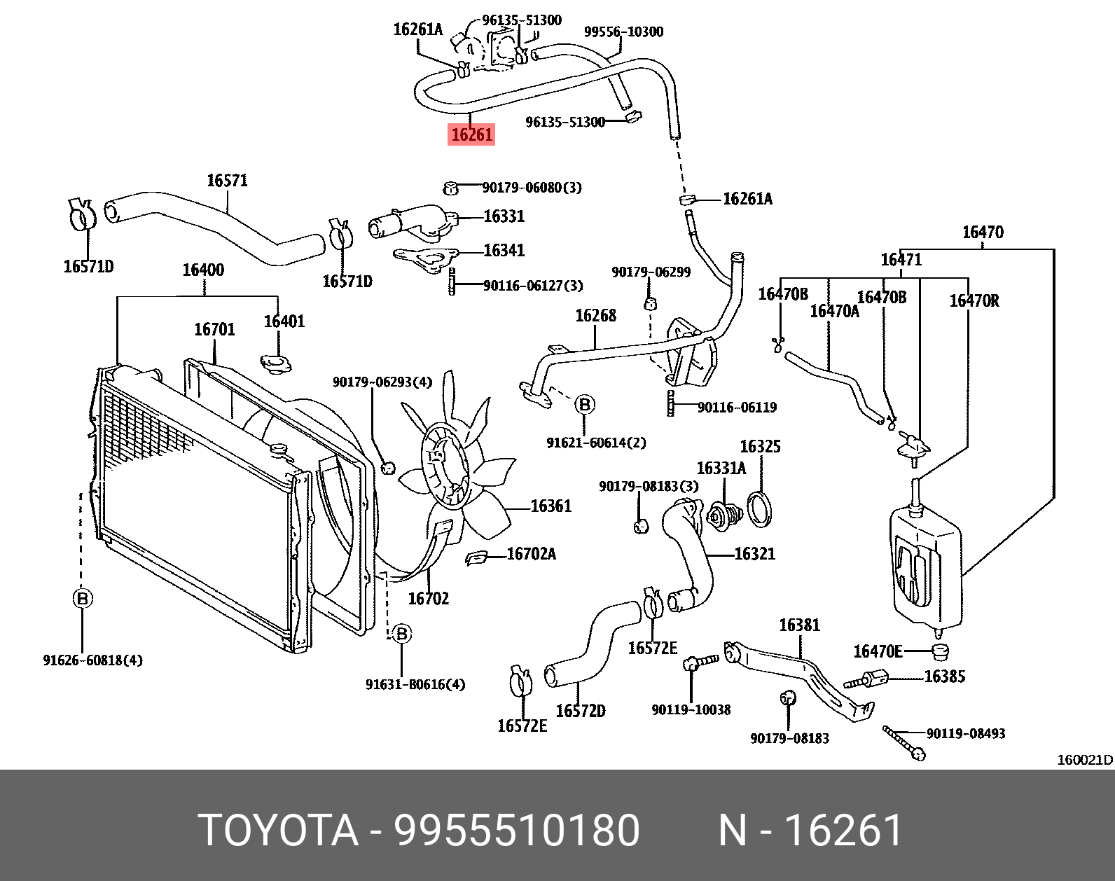 COROLLA LEVIN 198705 - 199106, HOSE, WATER BY-PASS, NO.3