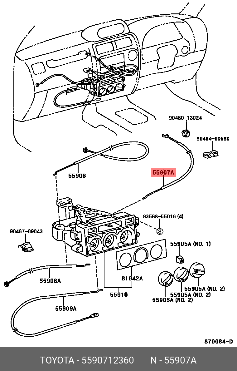 SPRINTER 199106 - 200206, CABLE SUB-ASSY, WATER VALVE CONTROL