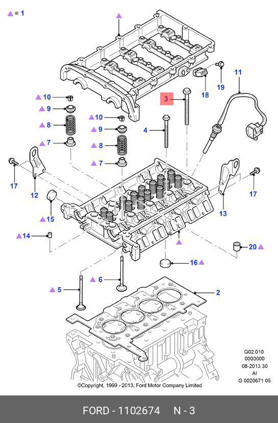 Болт ГБЦ (длинный) Ford transit 2,4 115-140 л/с 1102674