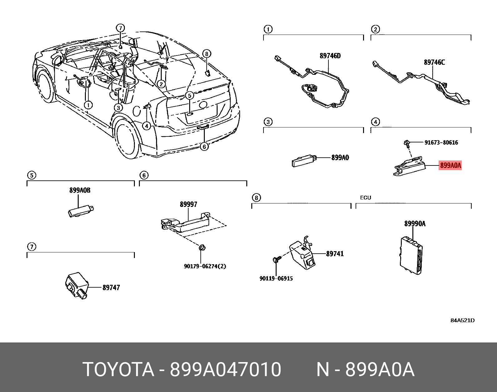 CAMRY 201706-, ANTENNA ASSY, INDOOR ELECTRICAL KEY, NO.1
