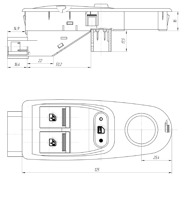Блок кнопок стеклоподъемника с центаральным замком
