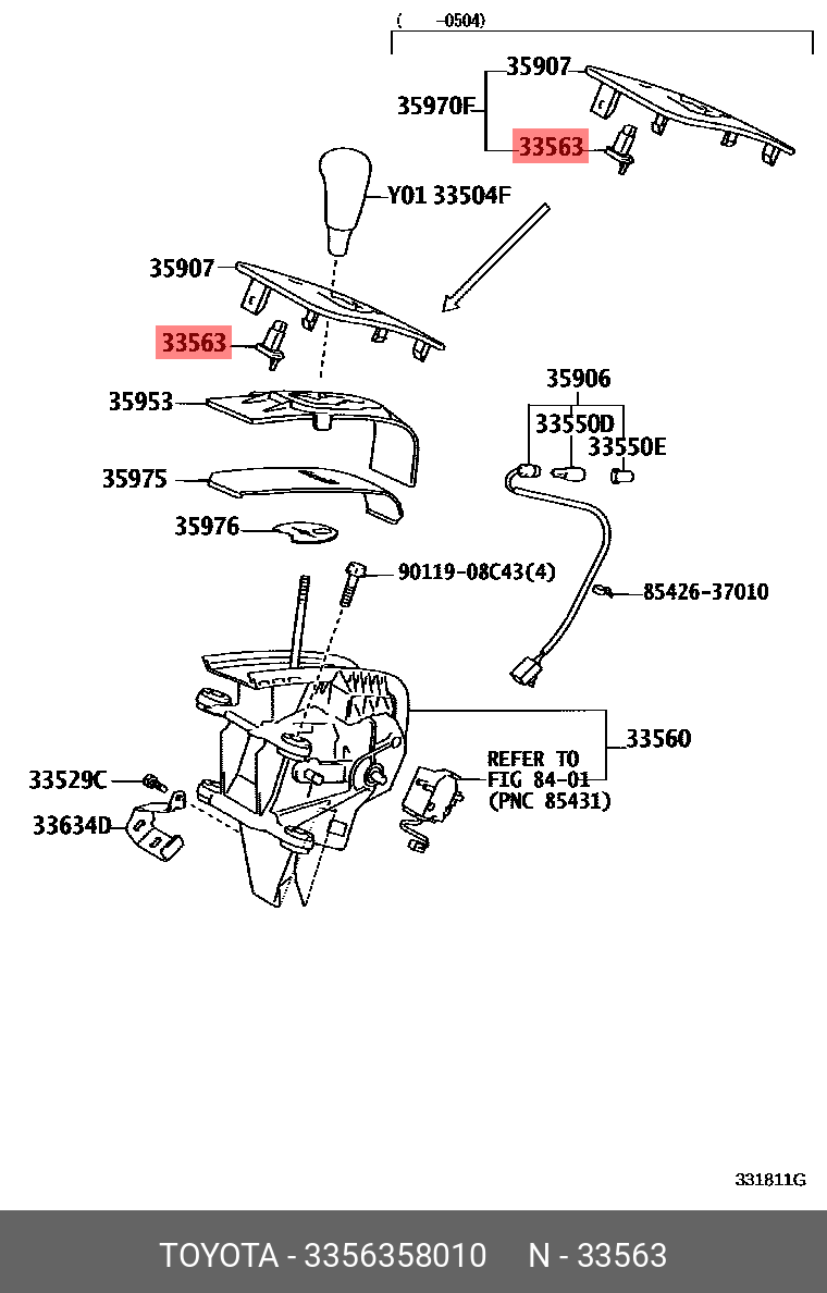 33563-58010 GENUINE TOYOTA ALPHARD HV 200307 - 200804, BUTTON, SHIFT LOCK  RELEASE | ONN TAT AUTO PARTS