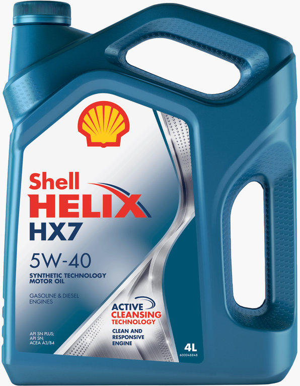 Масло моторное "SHELL Helix HX7 5W-40 API SN/CF; ACEA A3/B3, A3/B4", 4л