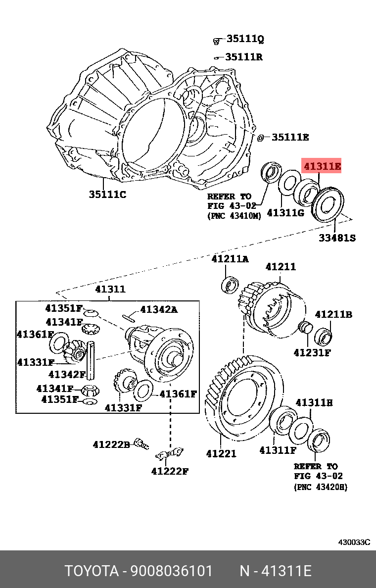 9008036101, PROBOX/ SUCCEED 200206-201409, NCP5#, NLP51, BEARING, TAPERED ROLLER (FOR FRONT DIFFERENTIAL CASE FRONT)