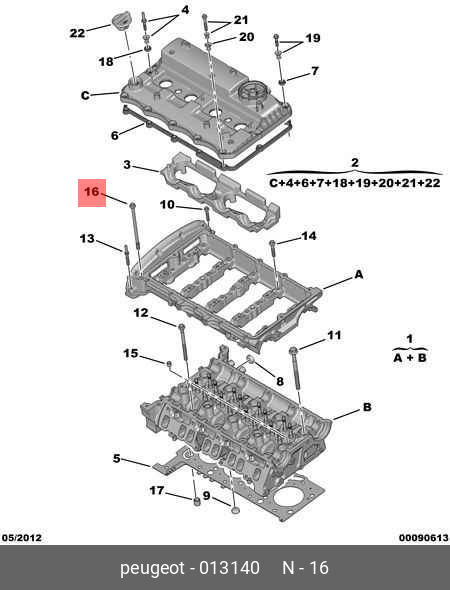 Болт крепления ГБЦ 8х161 Peugeot,Citroen,Ford 0131.40
