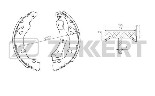 колодки тормозные задние (барабанные) 203*38 BOSCH (по образцу) Renault Clio 2/Logan/Sandero/Symbol/Duster