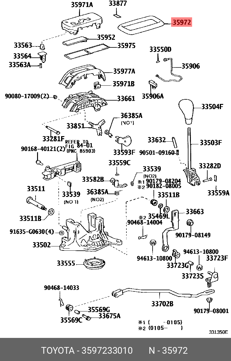 CAMRY 200109 - 200601, COVER, POSITION INDICATOR HOUSING