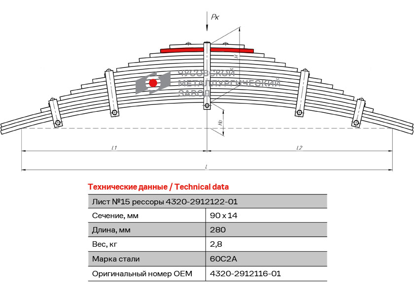 Лист рессоры №16