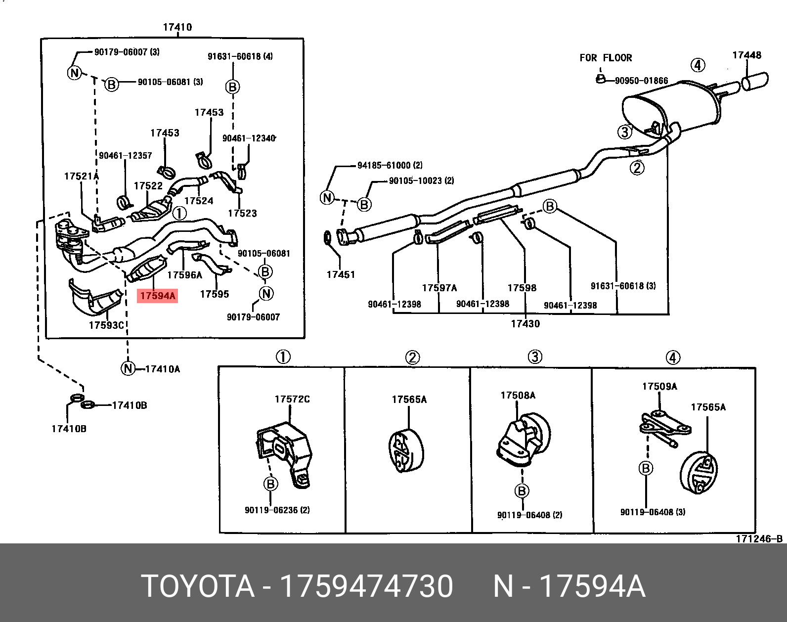 CALDINA 199708 - 200209, PROTECTOR, EXHAUST PIPE, LOWER NO.2