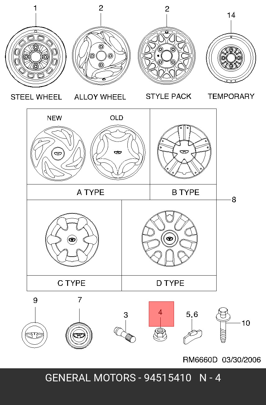 Гайка колеса M12X1.25 S17