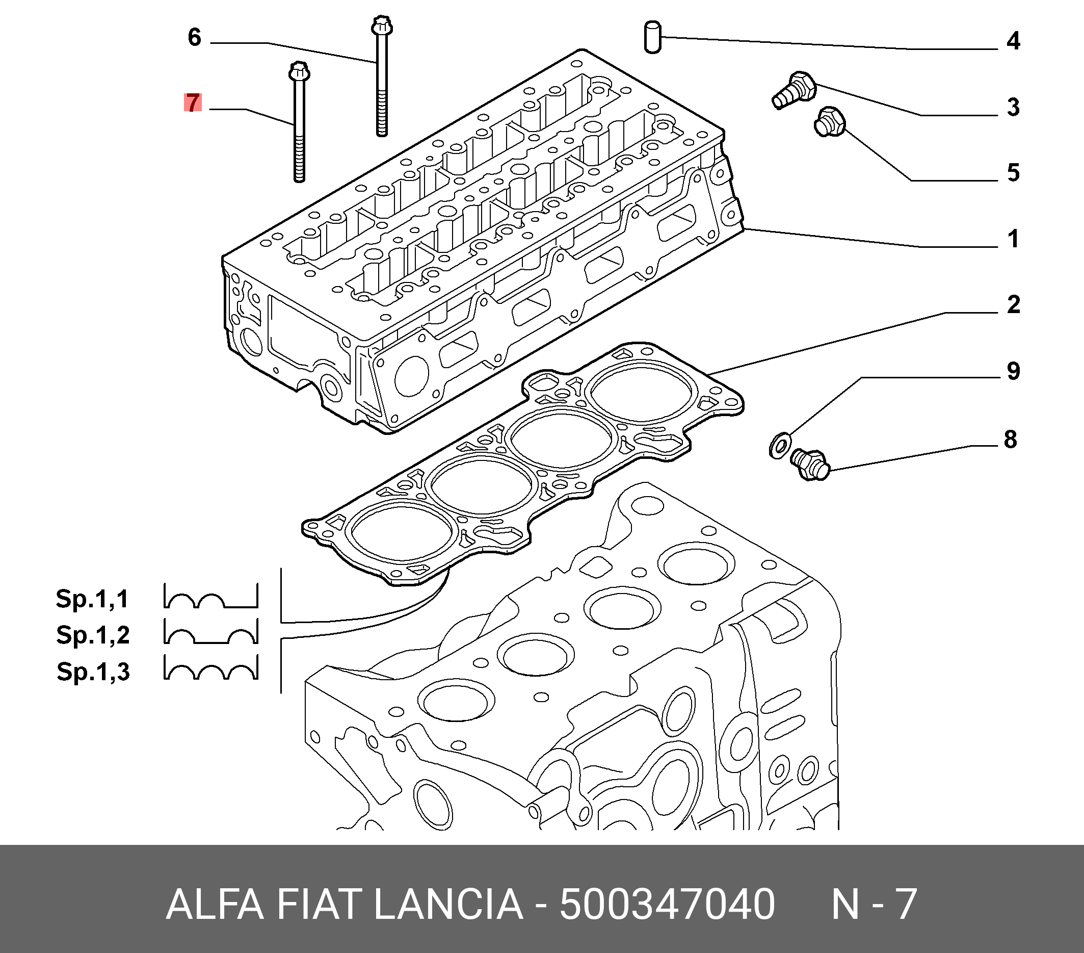 Болт ГБЦ (короткий)  Fiat ducato M11-133 (500347040)