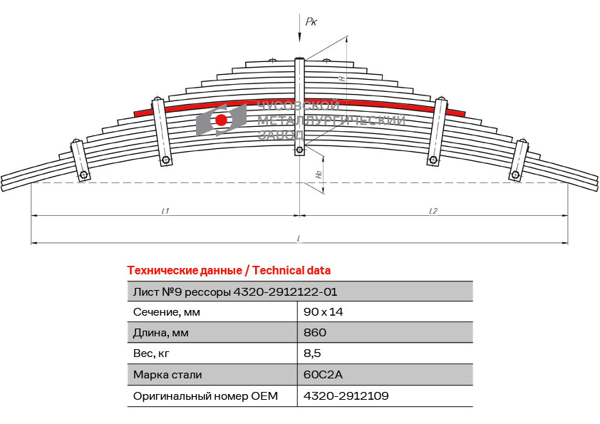 Лист рессоры №9