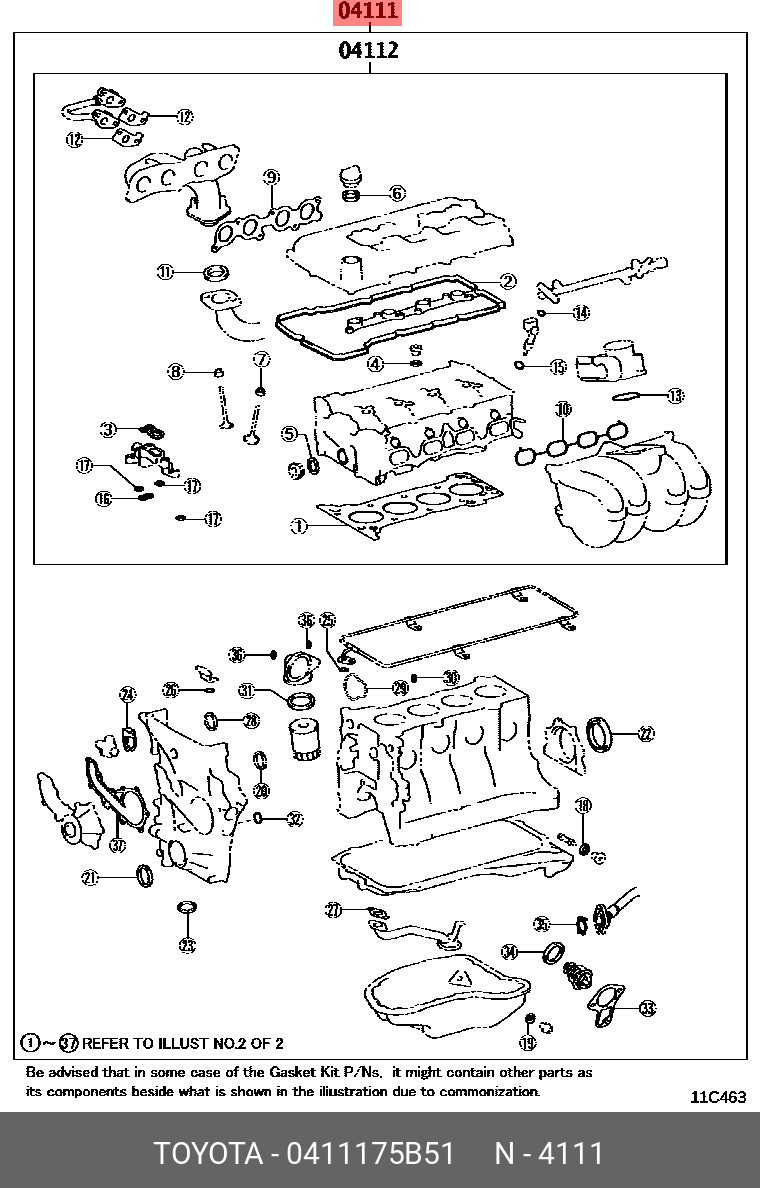 04111-75B51 GENUINE TOYOTA LAND CRUISER PRADO 201708-, GASKET KIT ...