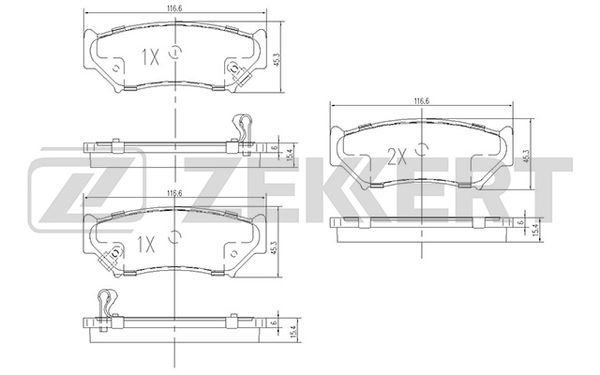 колодки тормозные передние (116,7*45,5) Suzuki Jimny (FJ) 03-, Grand Vitara (FT, GT) 98-, Vitara (ET, TA) 90-