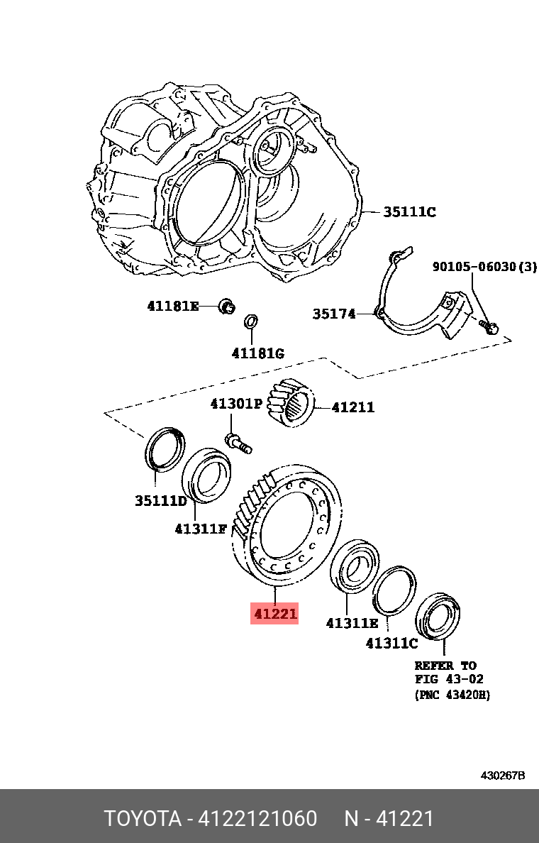 4122121060, HARRIER 199712-200302, ACU1#, MCU1#, SXU1#, GEAR, FRONT DIFFERENTIAL RING