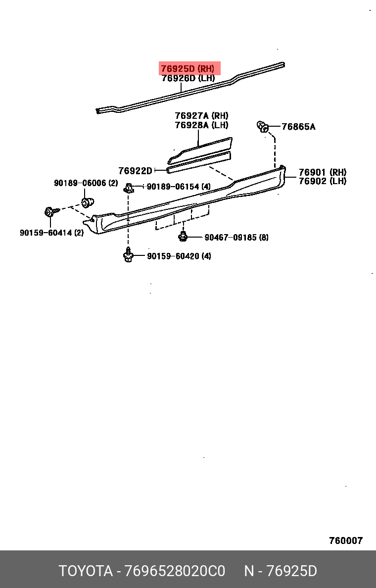 76965-28020-C0 GENUINE TOYOTA NOAH/ VOXY 200111 - 200706, PROTECTOR ...