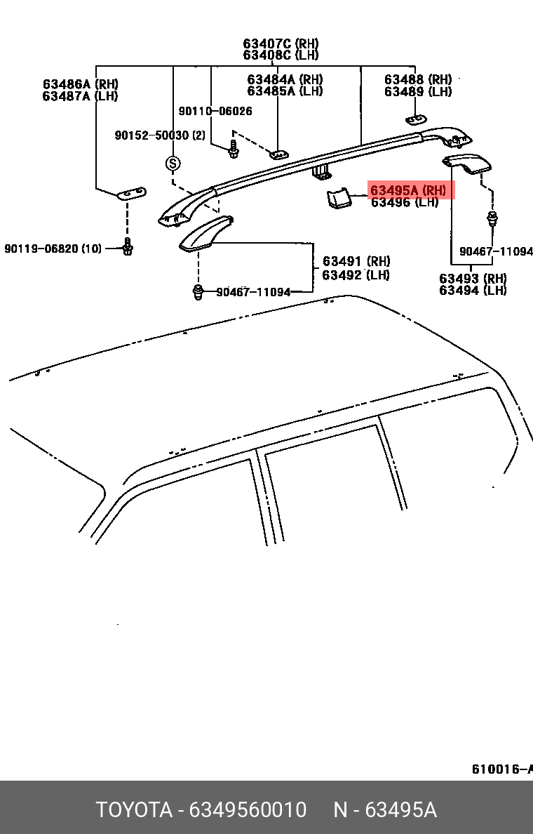 Genuine OE cover, roof rack leg, center, 6349560010 for