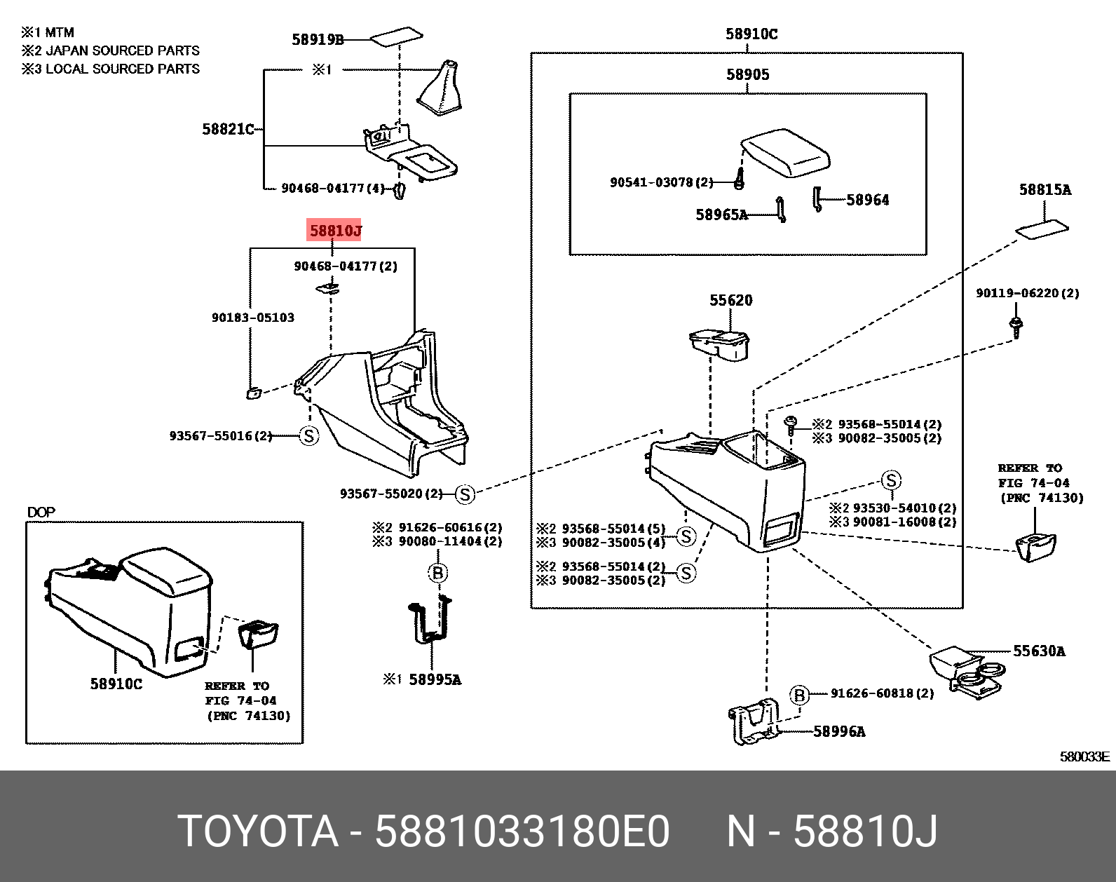 CAMRY 200601 - 201108, BOX ASSY, CONSOLE