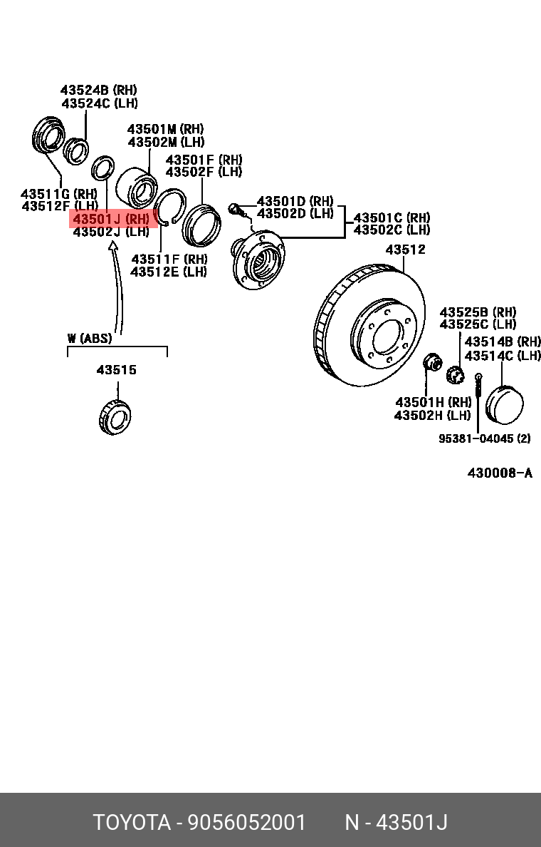 一輪挿し Genuine OE spacer for front axle hub right, 9056052001 for