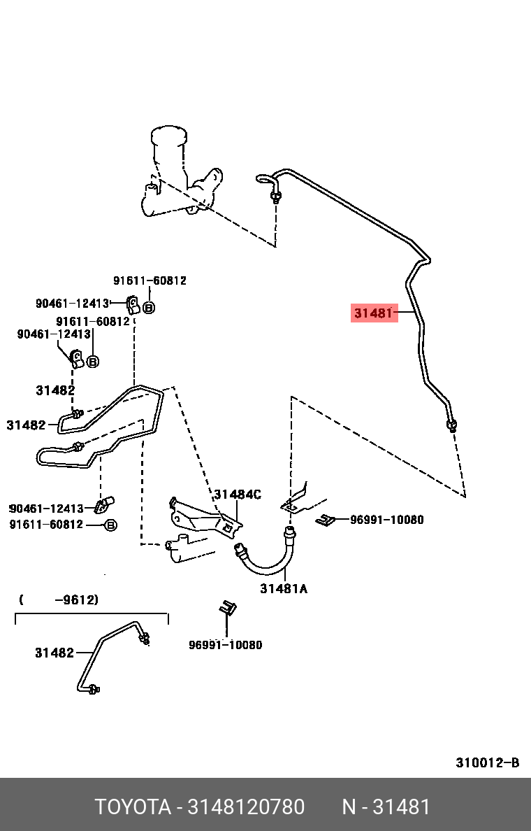 CELICA 199908 - 200604, TUBE, CLUTCH MASTER CYLINDER TO FLEXIBLE HOSE