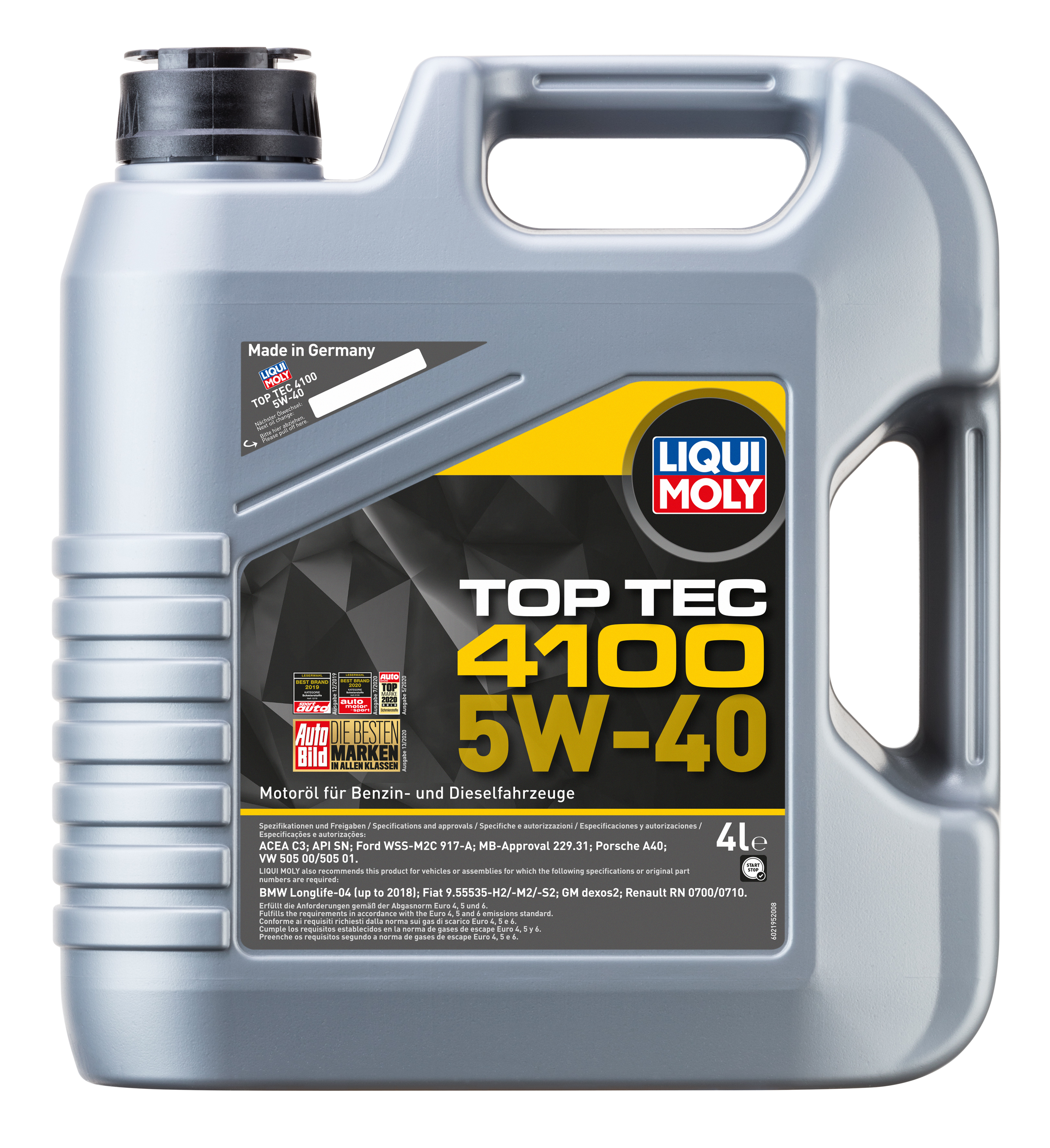 Масло моторное "LIQUI MOLY Top Tec 4100 5W-40 API SN/ACEA C3", 4л
