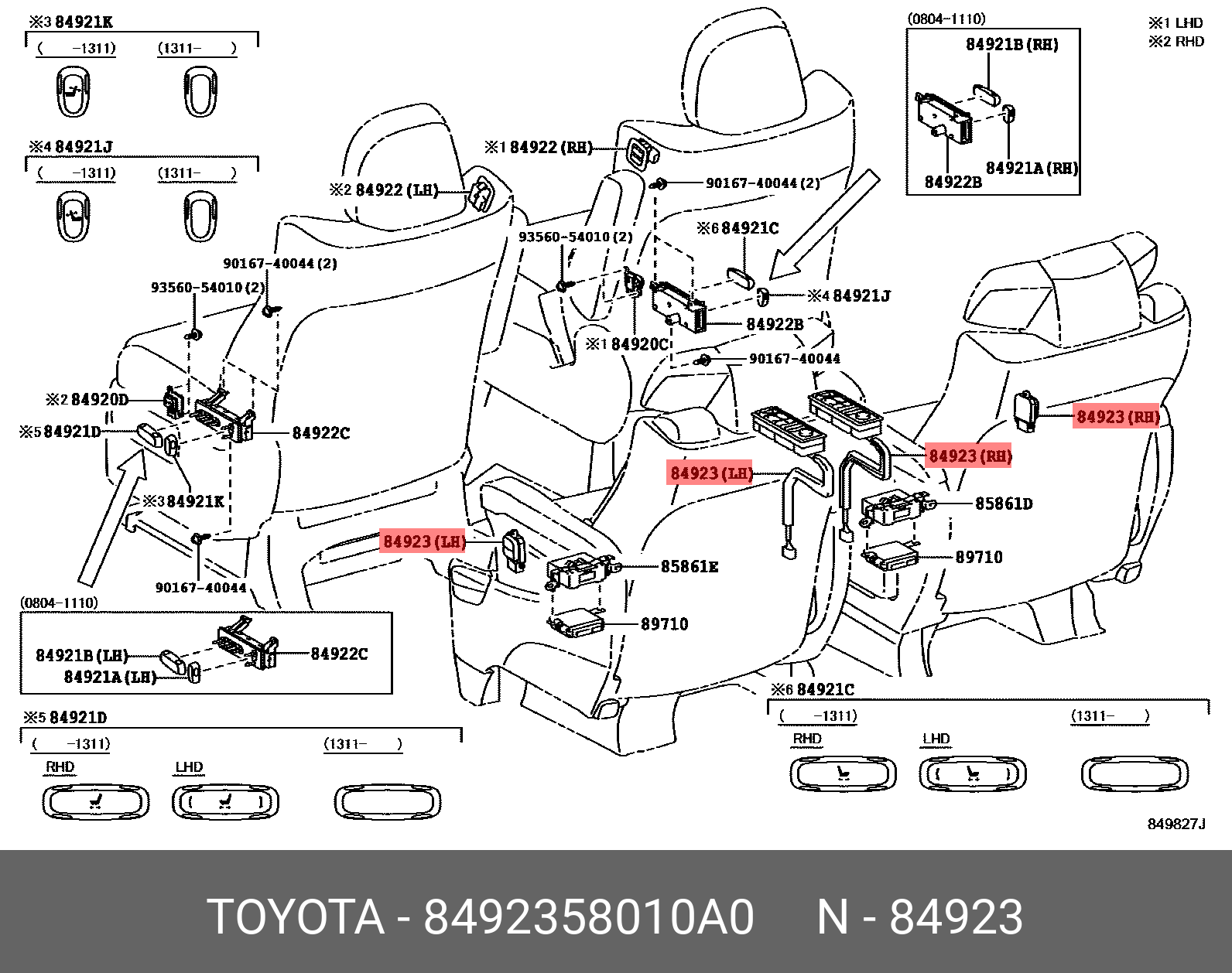 84923-58010-A0 GENUINE TOYOTA 8492358010A0, ALPHARD/ VELLFIRE/ HV 