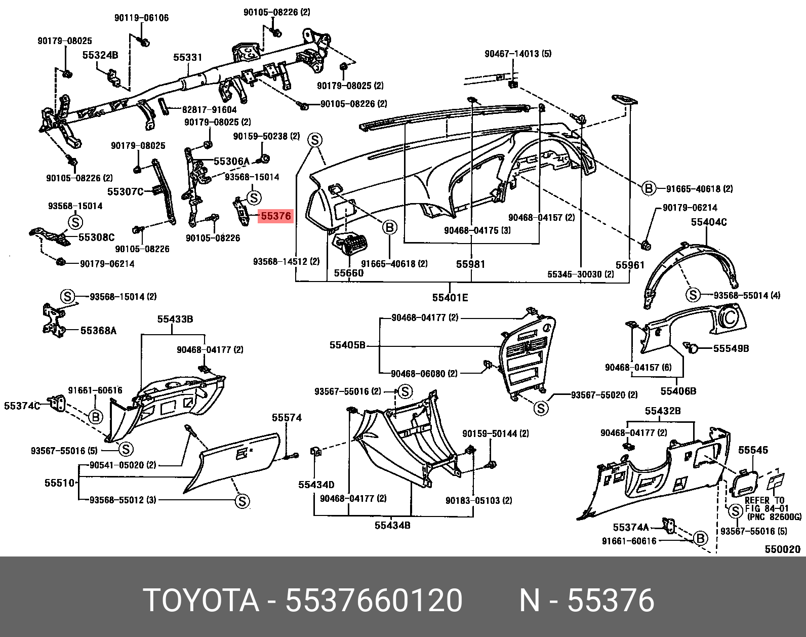 55376-60120 GENUINE TOYOTA LAND CRUISER 201408 - 201507, BRACKET ...