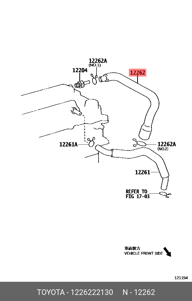Genuine OE crankcase breather vent tube, 1226222130 for