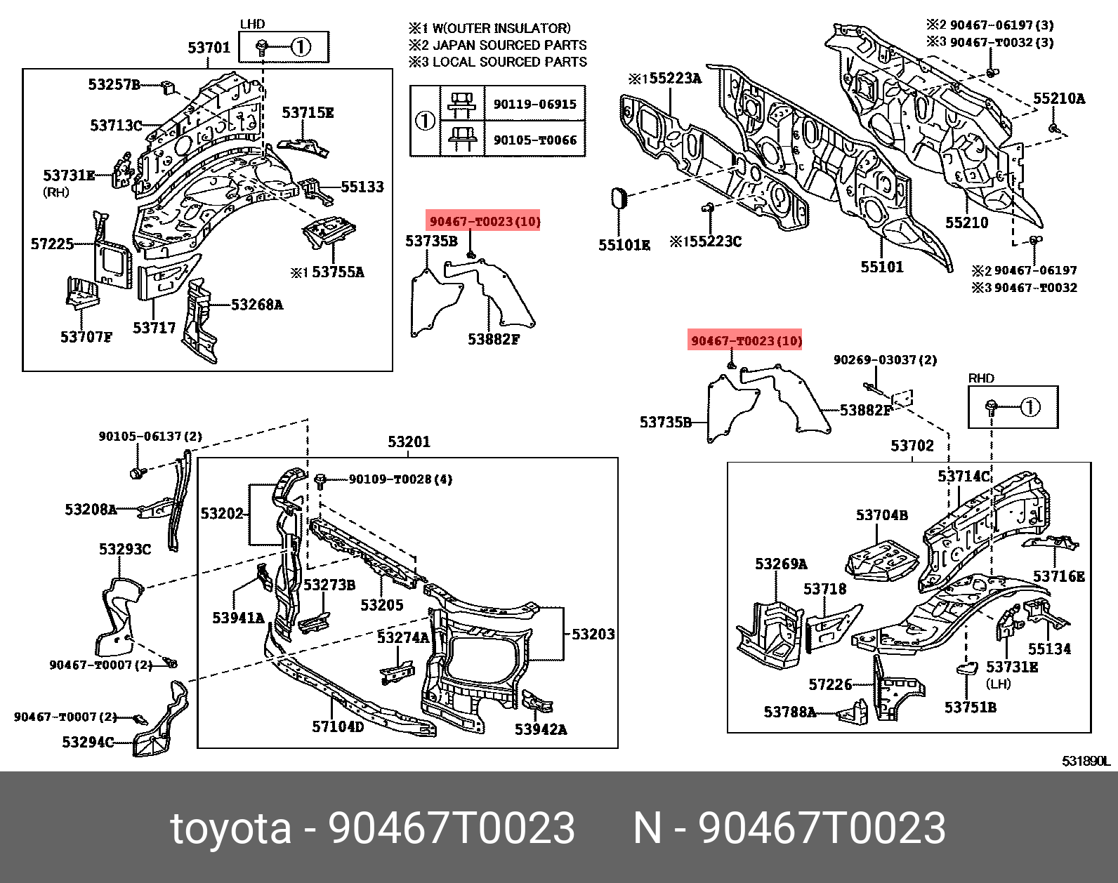 Genuine OE clip, 90467T0023 for TOYOTA 90467-T0023 | eBay