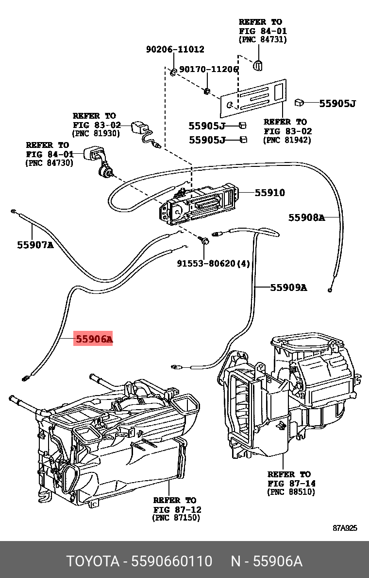 OE cable sub-assy, defroster damper control, 5590660110 for