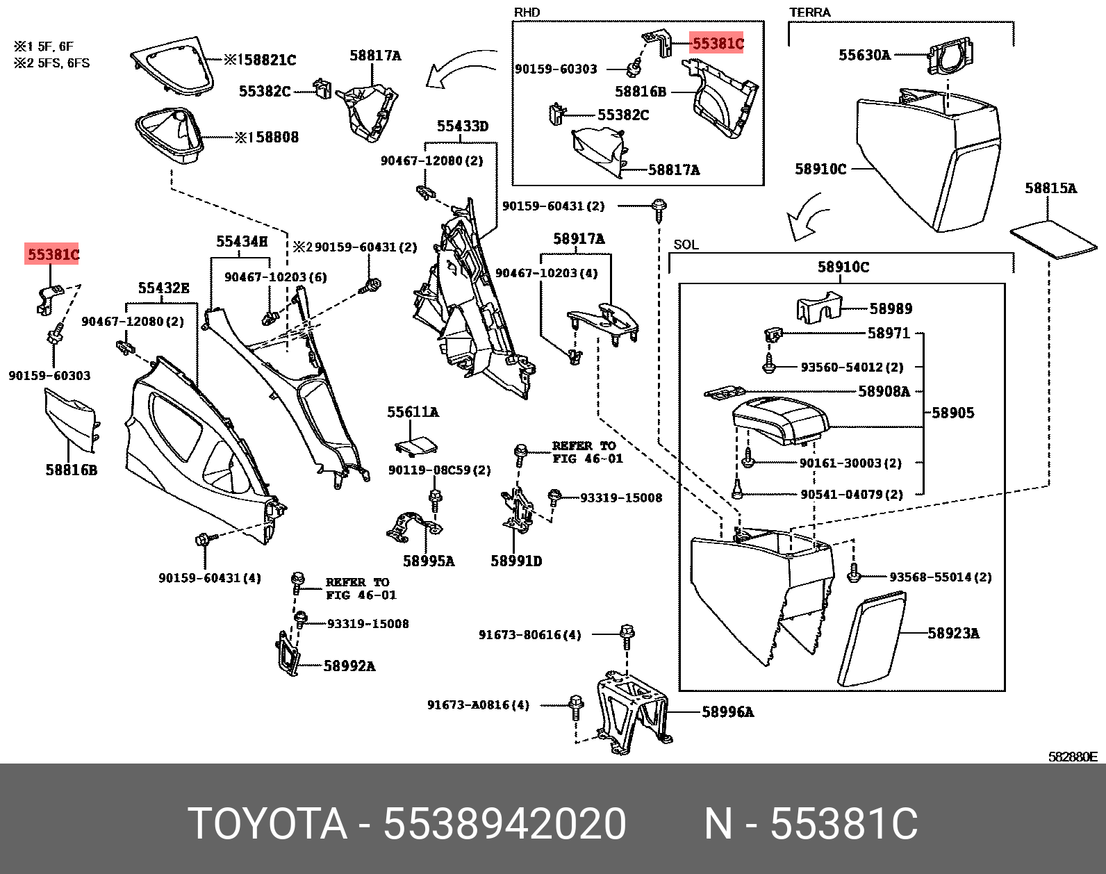 PRIUS (PLUG-IN) LEASE 200912 - 201010, BRACKET, CONSOLE MOUNTING, LH