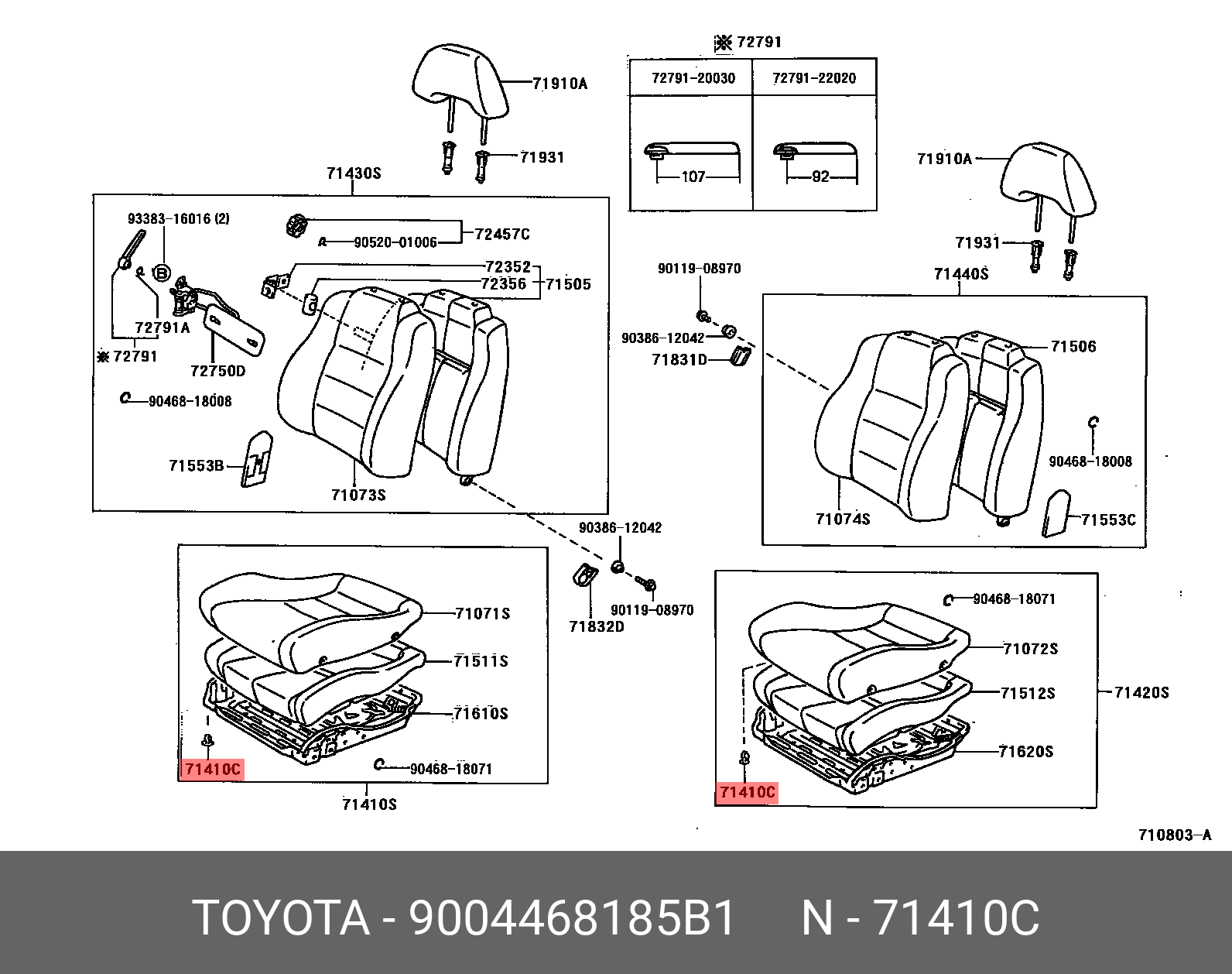 9004468185B1, TANK/ ROOMY 201611 -, M900A, M910A, CLIP(FOR REAR SEAT)