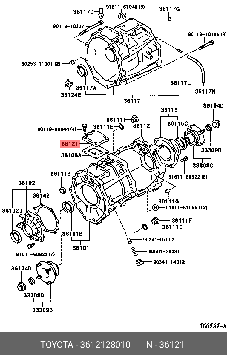 3612128010 GENUINE TOYOTA NOAH/ VOXY 200706 201401, COVER, TRANSFER