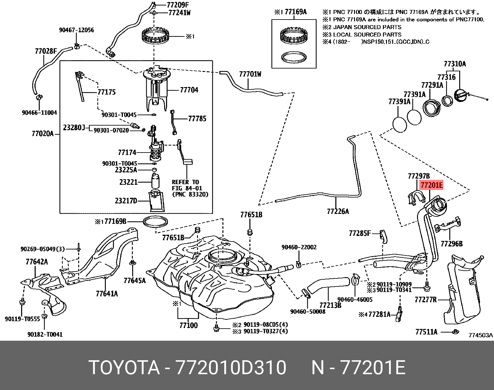 Genuine OE fuel tank filler pipe, 772010D310 for TOYOTA