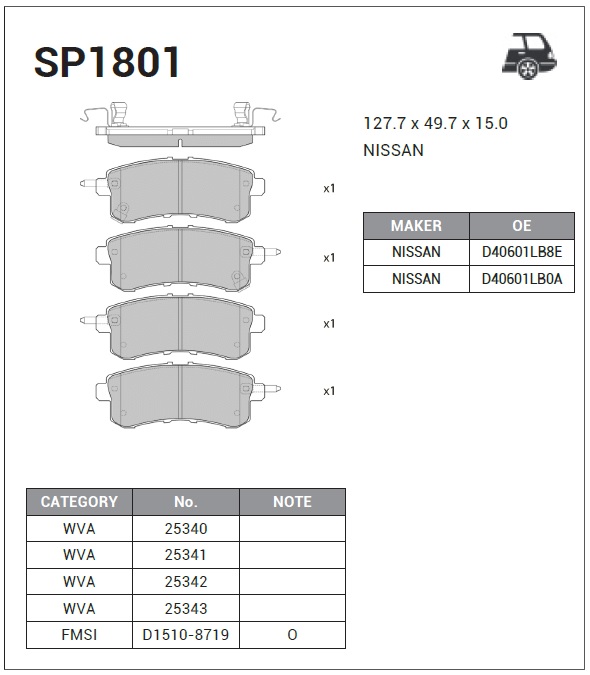 Колодки тормозные NISSAN PATROL (Y62)/ INFINITI QX56 10- задние
