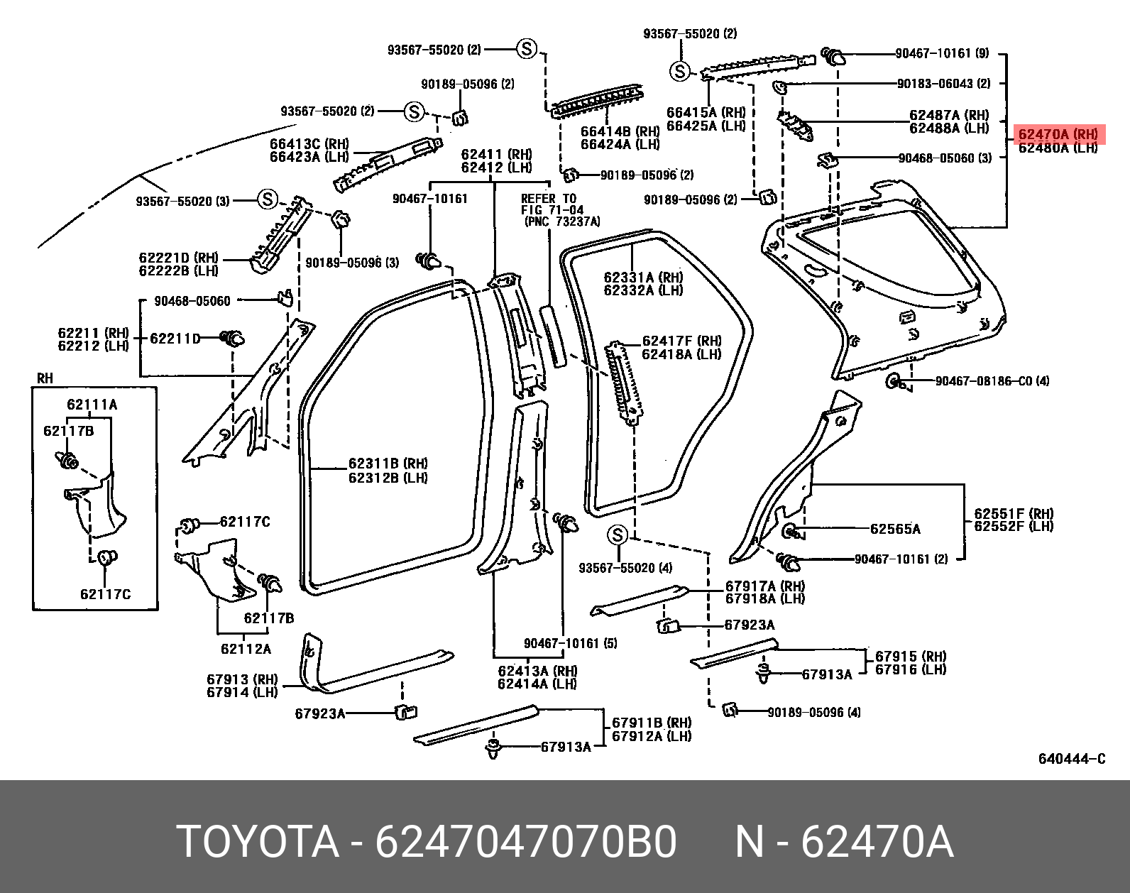 62470-47070-B0 GENUINE TOYOTA PRIUS 200904 - 201511, GARNISH ASSY