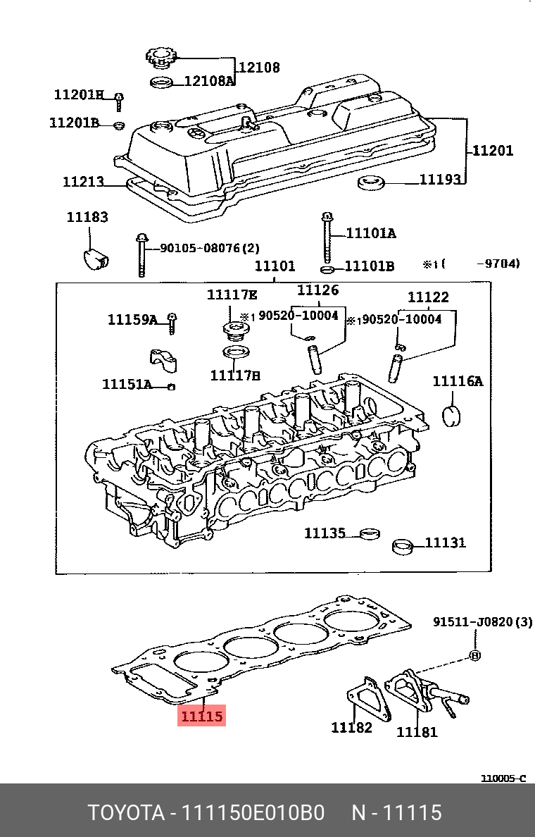 111150E010B0 GENUINE TOYOTA 111150E010B0, HILUX 201708 202005