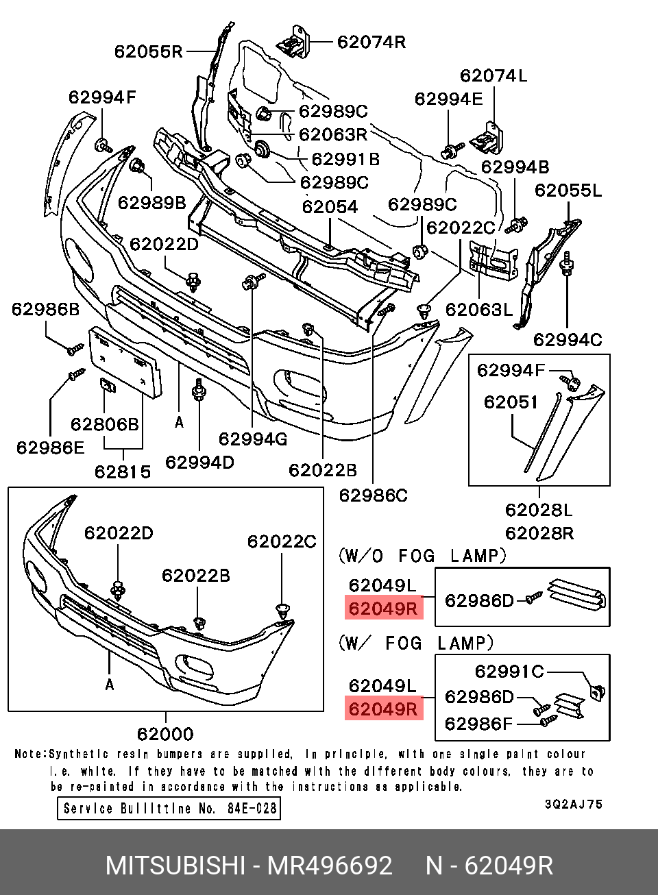 Original OE MITSUBISHI MR496692 Nebelscheinwerfer Einsatz online kaufen ...