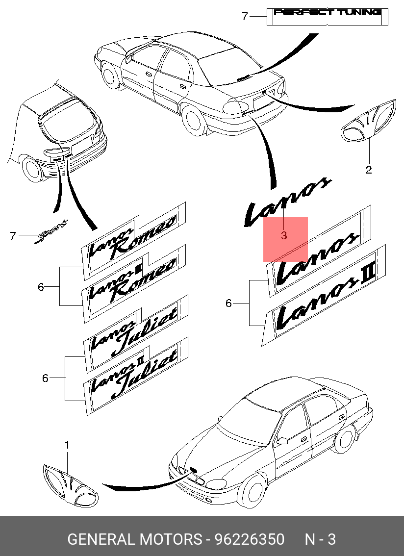 Эмблема крышки багажника пластиковая LANOS