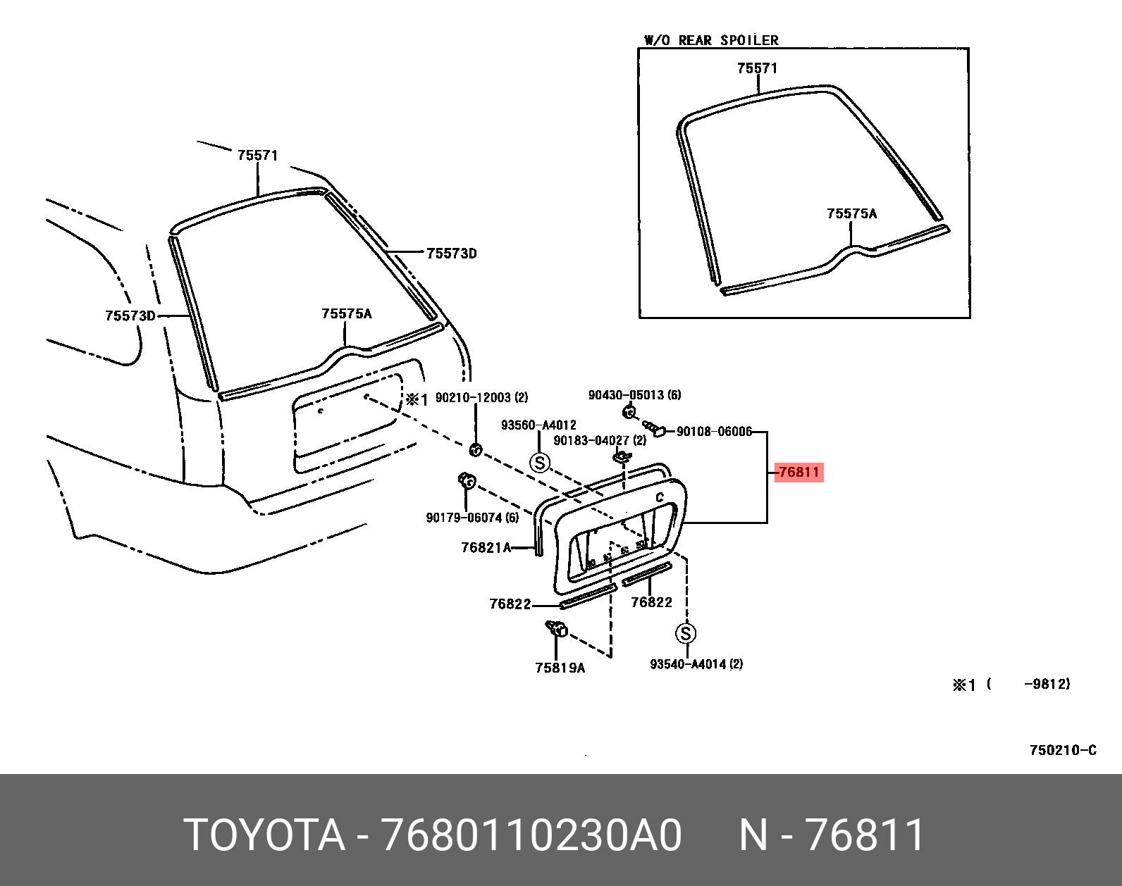 76801-10230-A0 GENUINE TOYOTA 7680110230A0, C-HR 201612 -, NGX50