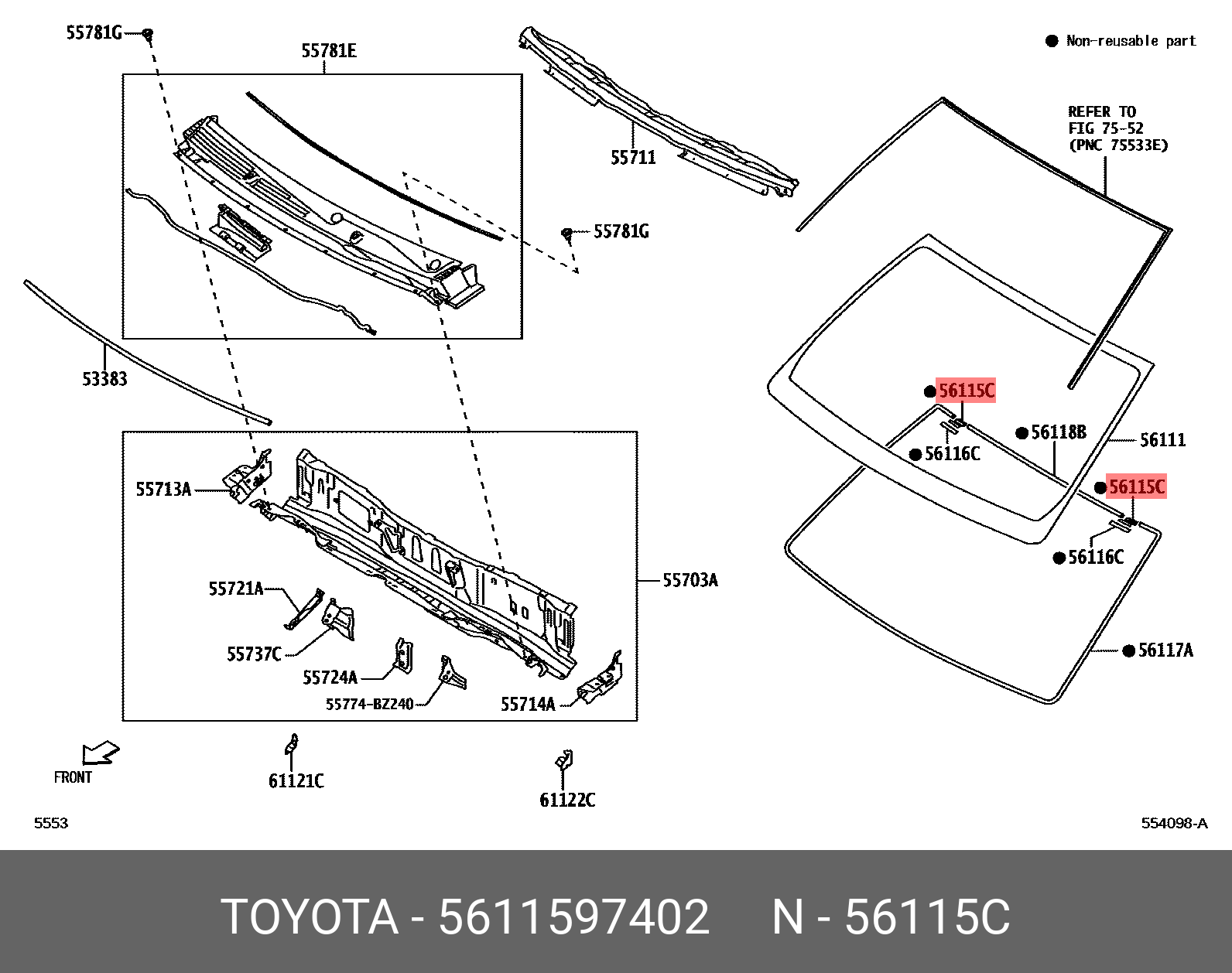 56115-97402 GENUINE TOYOTA 5611597402, RAIZE 201910-, A200A, A201A 