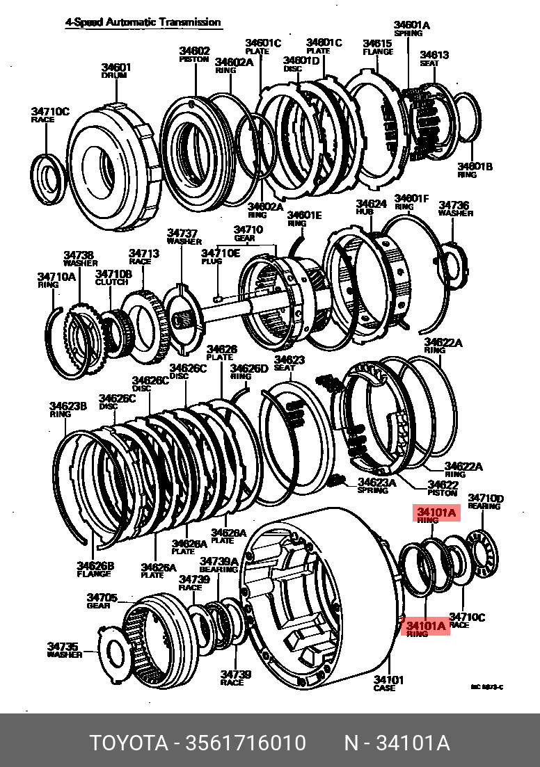 CALDINA 199708 - 200209, RING, CLUTCH DRUM OIL SEAL (FOR OVERDRIVE)