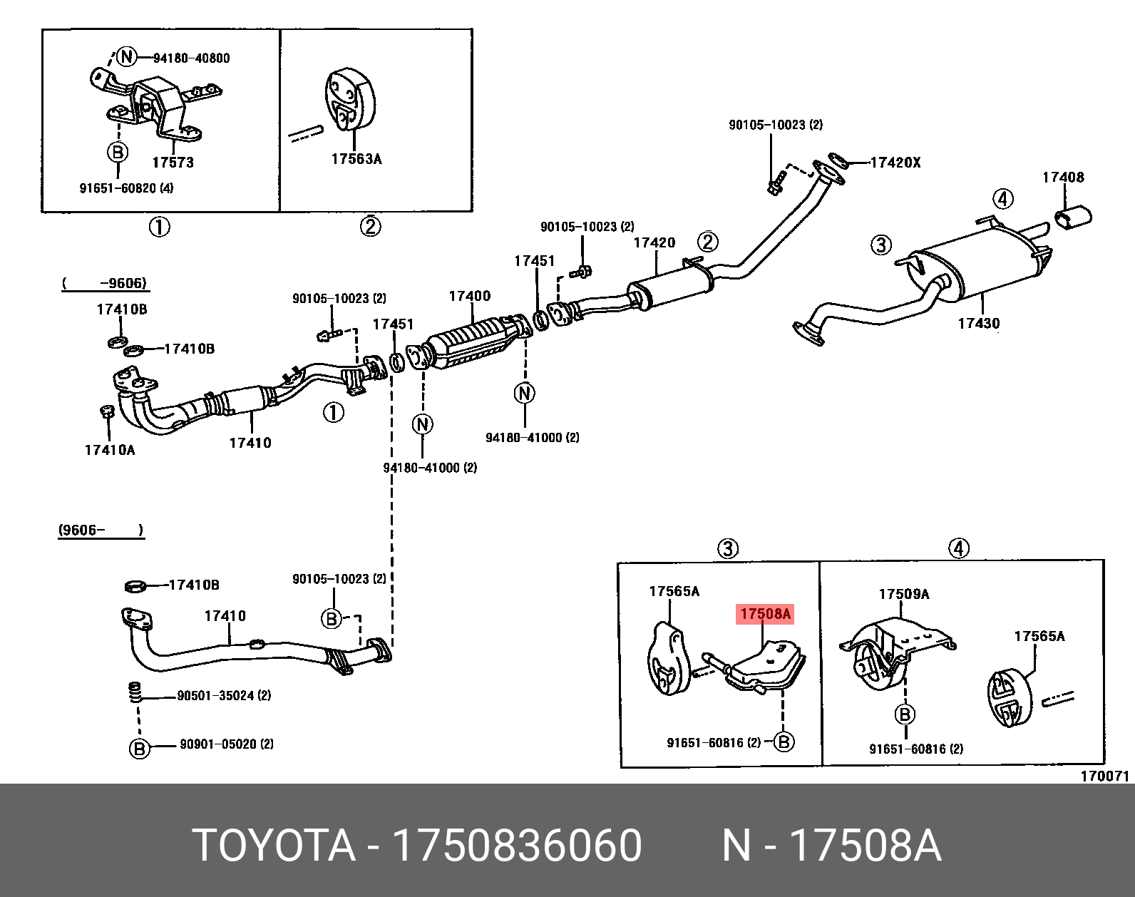 CAMRY HYBRID 201108 - 201704, BRACKET SUB-ASSY, EXHAUST PIPE NO.4 SUPPORT