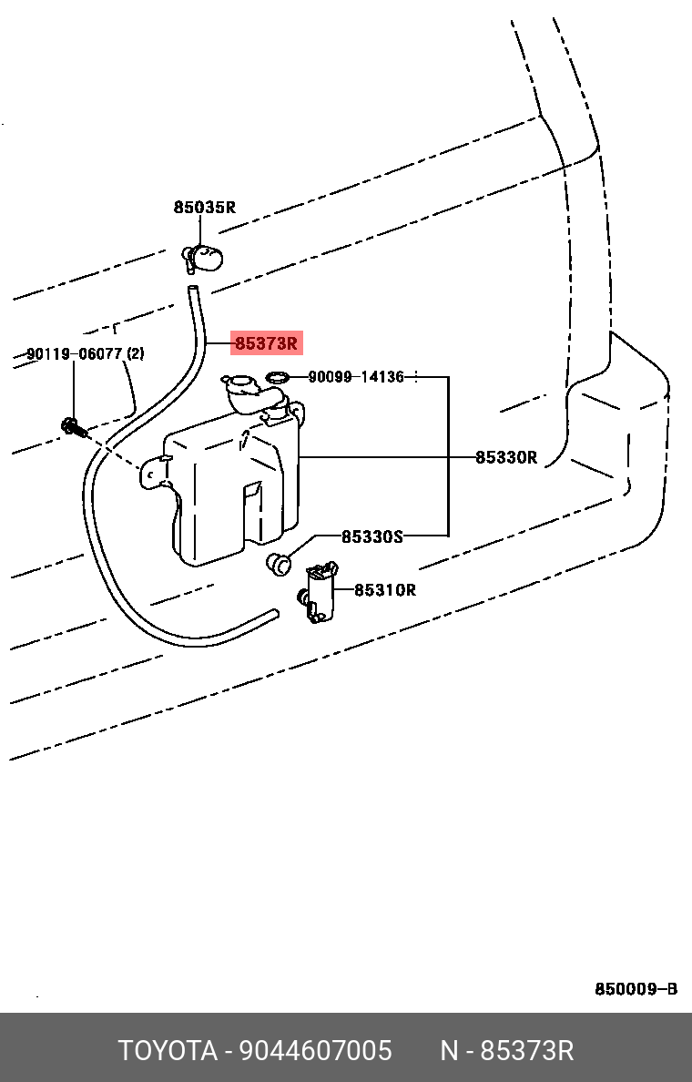 LVN/ CRE/ TRN/ MRN 199106 - 199808, HOSE, WINDSHIELD WASHER (FROM JOINT TO JOINT), NO.3