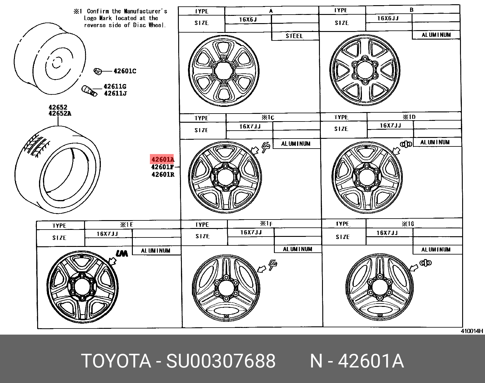 SU00307688, GR 86 202110-, ZN8, WHEEL, DISC (FOR SPARE)