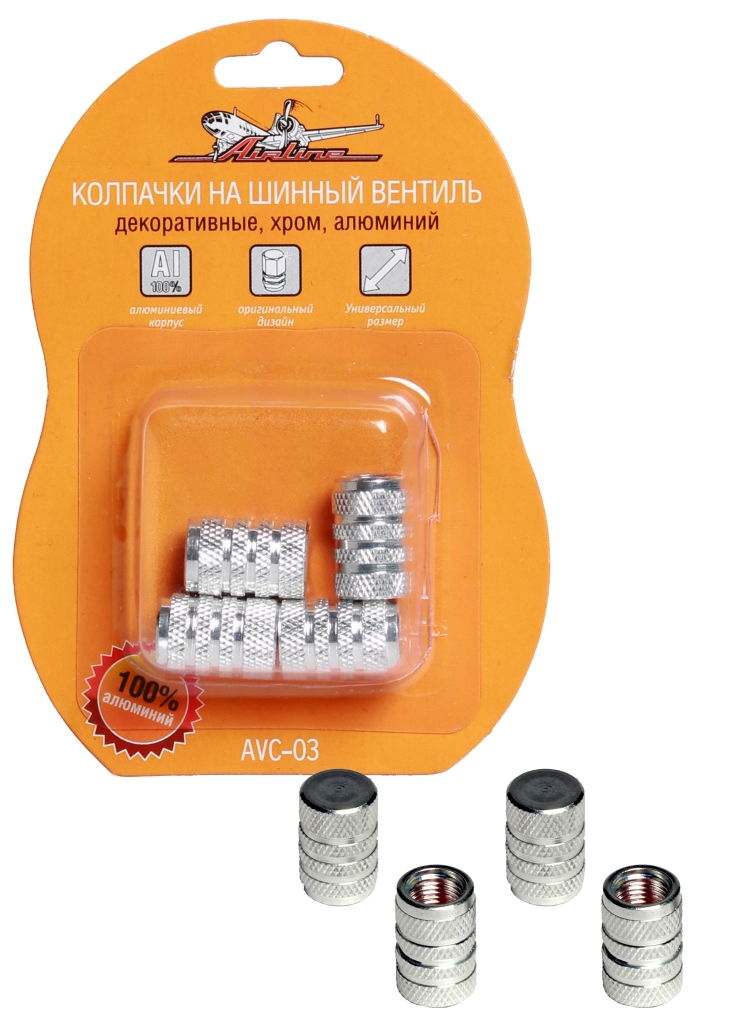 Колпачки на шинный вентиль, декоративные, 4 шт. (AVC-03)